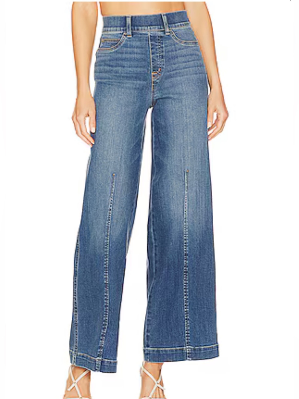 Spanx Seamed Front Wide Leg Jean in Vintage Indigo medium